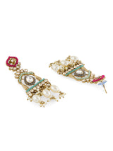 Women's Multicolor Dazzling Stones Beads Drop Necklace Earring & Maangtikka Set-ZPFK19041