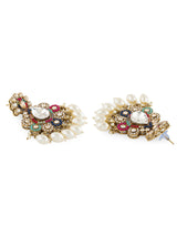 Women's Multicolor Dazzling Stones Beads Drop Necklace Earring & Maangtikka Set-ZPFK19043
