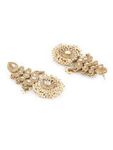 Women's Gold Tone Clustered Pearls Meenakari Kundan Dangler Earring-ZPFK19050