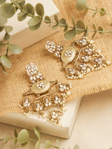 Women's Gold Tone Clustered Pearls Meenakari Kundan Dangler Earring