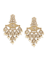 Women's Gold Tone Clustered Pearls Meenakari Kundan Dangler Earring