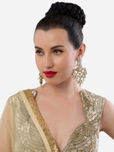 Women's Gold Tone Clustered Pearls Meenakari Kundan Dangler Earring
