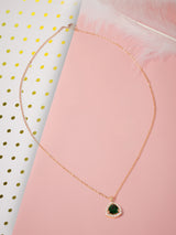 Women's Green Dazzling Cubic Zirconia Contemporary Brass Pendant With Chain-ZPFK19092