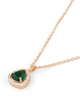 Women's Green Dazzling Cubic Zirconia Contemporary Brass Pendant With Chain-ZPFK19092
