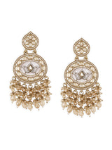 Women's Champagne Color Dazzling Stones & Cluster Beads Drop Dangler Earring-ZPFK19152