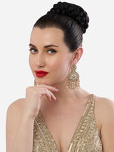 Women's Champagne Color Dazzling Stones & Cluster Beads Drop Dangler Earring-ZPFK19152