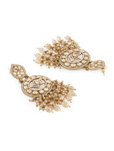 Women's Champagne Color Dazzling Stones & Cluster Beads Drop Dangler Earring-ZPFK19152