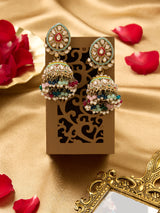 Women's Multicolor Stones Beads Embellished Antique Ethnic Jhumki Earring