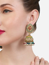Women's Multicolor Stones Beads Embellished Antique Ethnic Jhumki Earring