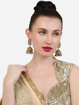Women's Multicolor Stones Beads Embellished Antique Ethnic Jhumki Earring