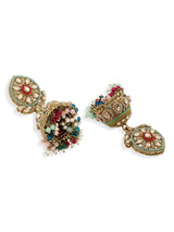 Women's Multicolor Stones Beads Embellished Antique Ethnic Jhumki Earring