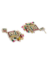 Women's Multicolor Stones Beads Embellished Antique Ethnic Dangler Earring-ZPFK19172