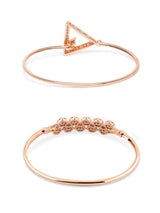 Women's Rose Gold Contemporary Cubic Zirconia Brass Kada Style Bracelet - Set of 2