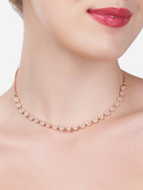 Women's Rose Gold Contemporary Cubic Zirconia Sleek Necklace