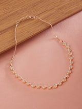 Women's Rose Gold Contemporary Cubic Zirconia Sleek Necklace