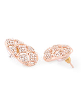 Women's Rose Gold Contemporary Cubic Zirconia Party Bling Designer Necklace and Earring Set