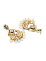 Women's Green Meenakari Kundan Bridal Necklace Earring & Maangtikka Set-ZPFK21285