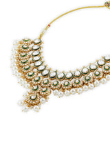 Women's Green Meenakari Kundan Bridal Necklace Earring & Maangtikka Set-ZPFK21285