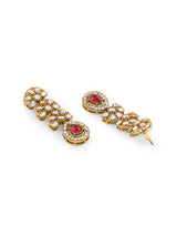 Women's Pink Stones Antique Plated Traditional Kundan Necklace Earring & Maangtikka Set-ZPFK21298