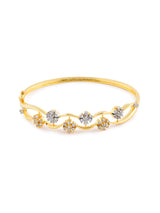 Women's Gold Tone Dazzling Cubic Zirconia Embellished Contemporary Brass Kada Bracelet