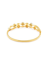 Women's Gold Tone Dazzling Cubic Zirconia Embellished Contemporary Brass Kada Bracelet