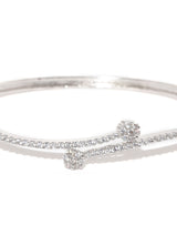 Women's Silver Tone Shimmering Cubic Zirconia Contemporary Kada Bracelet-ZPFK5571