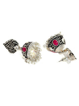 Women's Dark Antique Silver Tone Peacock Inspired Ethnic Jhumki Earring-ZPFK6052