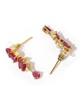 Women's Pink Cubic Zirconia Delicate Ruby Necklace and Earring Set