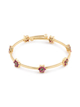 Women's Pink Green Cubic Zirconia Delicate Kada Style Bracelet