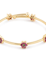 Women's Pink Green Cubic Zirconia Delicate Kada Style Bracelet