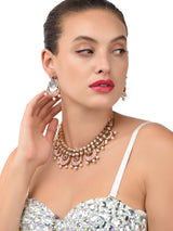Women's Gold Tone Kundan and Pearls Mesmerising Traditional Necklace and Earring Set