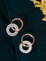 Women's Rose Gold Tone Sparkling Cubic Zirconia Minimal Stud Earring