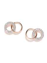 Women's Rose Gold Tone Sparkling Cubic Zirconia Minimal Stud Earring
