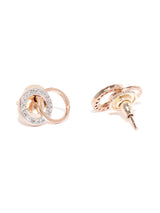 Women's Rose Gold Tone Sparkling Cubic Zirconia Minimal Stud Earring