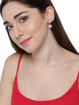 Women's Glittering Cubic Zirconia Studded Rose Gold Tone Bali Earring