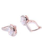Women's Glittering Cubic Zirconia Studded Rose Gold Tone Bali Earring