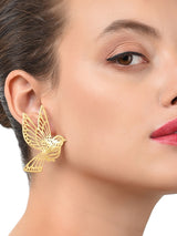 Women's Gold Tone Sparrow Inspired Contemporary Statement Studs Earring-ZPFK8135