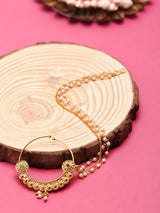 Women's Gold Tone Multistrand Pearls Chain Link Bridal Hoop Nose Ring-ZPFK8227