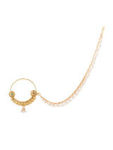 Women's Gold Tone Multistrand Pearls Chain Link Bridal Hoop Nose Ring-ZPFK8227
