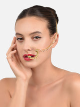 Women's Gold Tone Multistrand Pearls Chain Link Bridal Hoop Nose Ring-ZPFK8227