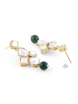 Women's Gold Tone Kundan and Green Beads Traditional Necklace Set