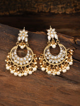 Women's Gold Tone Kundan & Pearls Embellished Dangle Earring