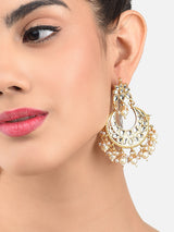 Women's Gold Tone Kundan & Pearls Embellished Dangle Earring