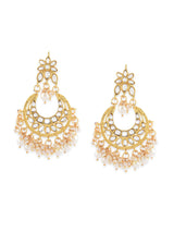 Women's Gold Tone Kundan & Pearls Embellished Dangle Earring