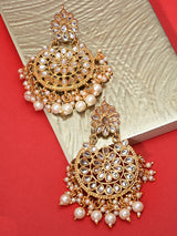 Women's Gold Tone Kundan and Pearls Dangle Earring