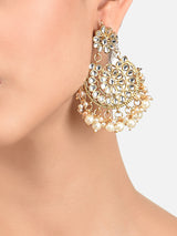 Women's Gold Tone Kundan and Pearls Dangle Earring