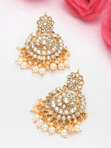 Women's Gold Tone Kundan & Pearls Embellished Statement Dangler Earring