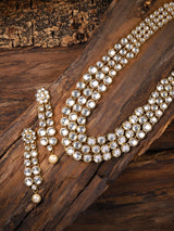 Women's Gold Tone Traditional Kundan Layered Necklace and Earring Set