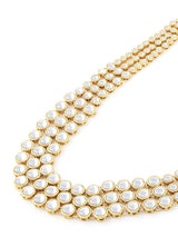 Women's Gold Tone Traditional Kundan Layered Necklace and Earring Set
