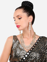 Women's Gold Tone Traditional Kundan Layered Necklace and Earring Set